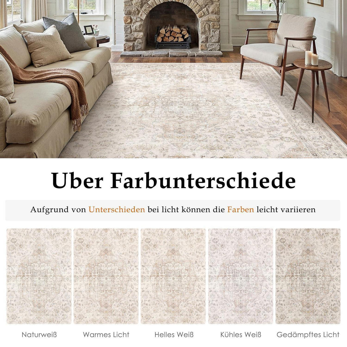 Waschbarer Läufer Beige Vintage 60x240cm – PureCozy