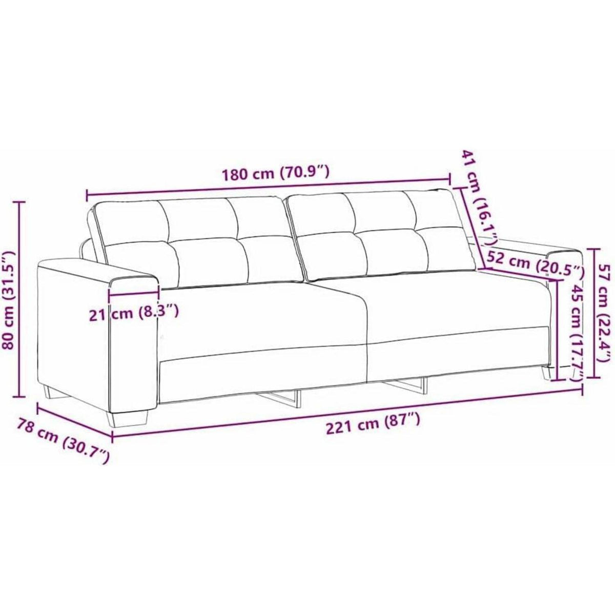 Modernes Sofa Taupe – Stoffsofa für Wohnzimmer 180cm