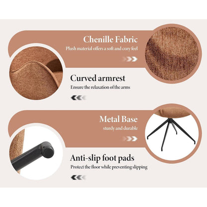 Drehbarer Esszimmerstuhl Set Braun – 4er Pack mit Armlehnen