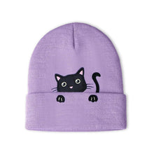 Katzenmütze Mädchen Winterbeanie Lila mit Katzenohren