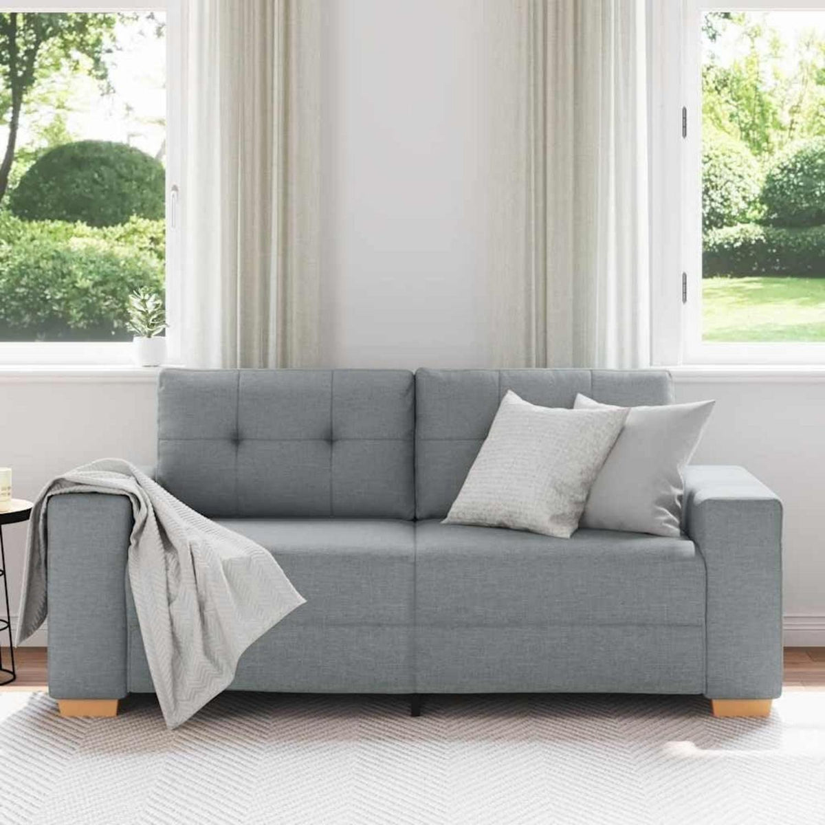 Modernes Sofa Stoff Hellgrau 140 cm – Wohnzimmer Sessel