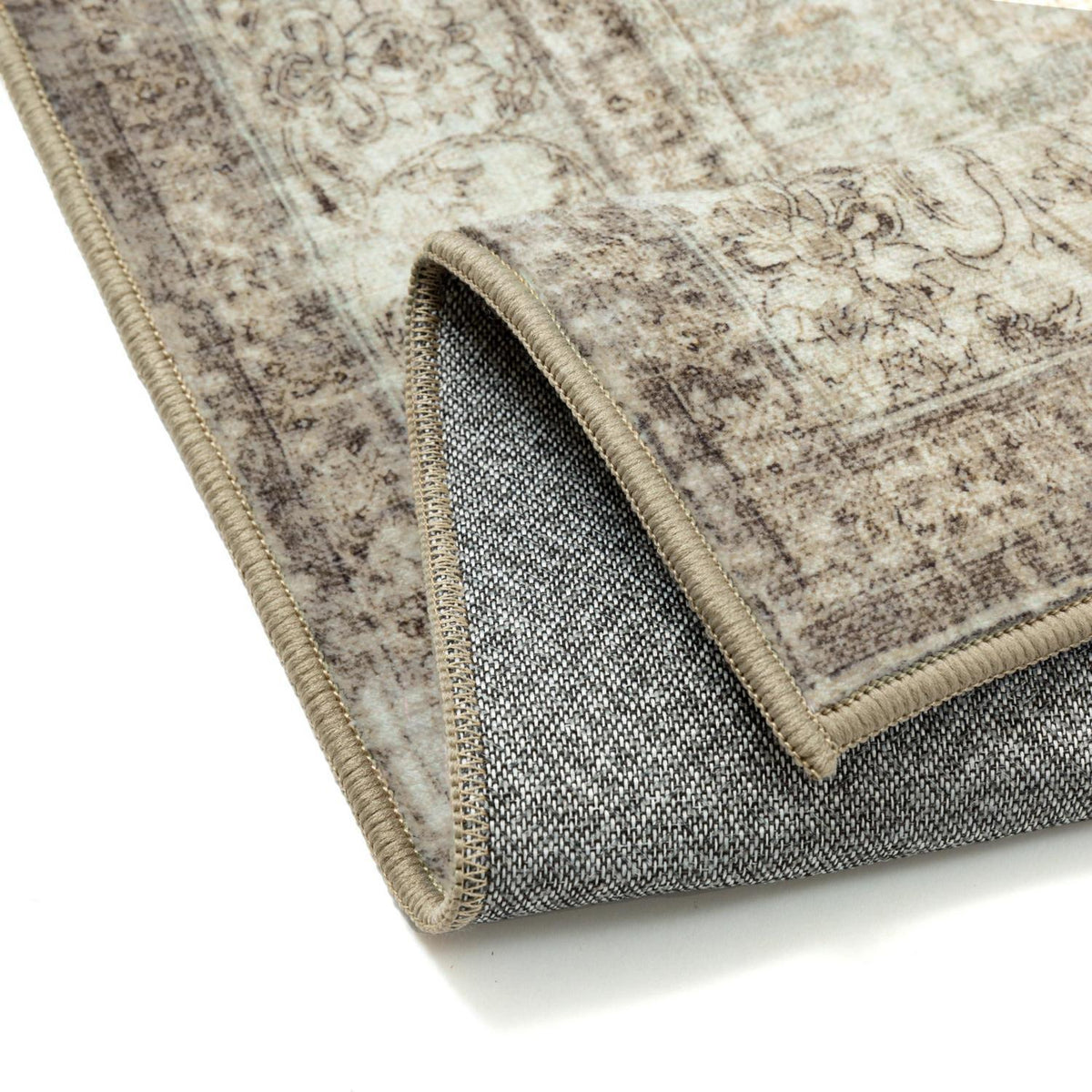 Grüner Braun Wohnzimmerteppich 160x230cm – Waschbar & Vintage
