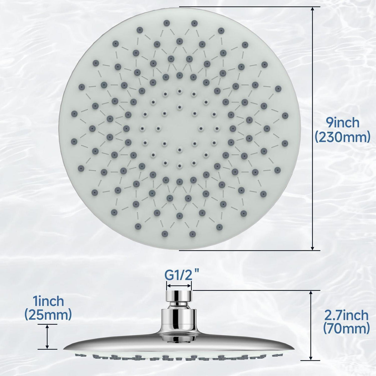 9 Zoll Regendusche mit Anti-Kalk-Düsen & Wassersparfunktion