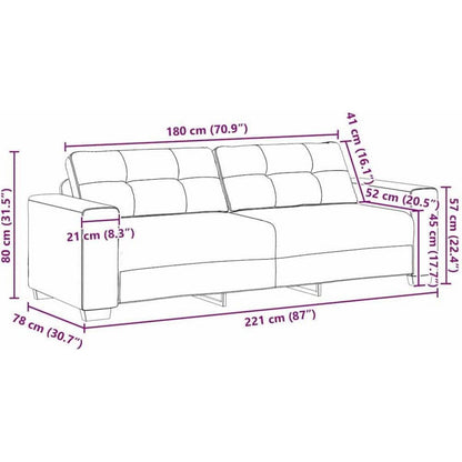 Modernes Sofa Stoff Creme 180 cm – Wohnzimmer Couch