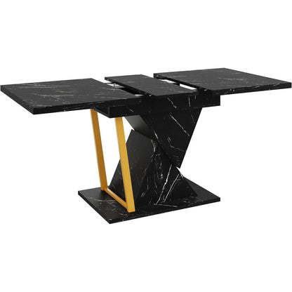 Ausziehbarer Esstisch Holz 110-140 cm mit Marmoroptik