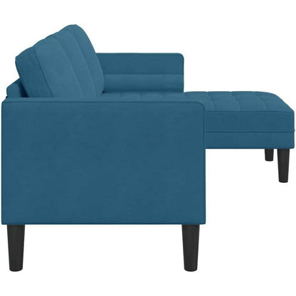 Blaues Ecksofa Samt 173x131x67cm – Modernes Wohnzimmer Sofa