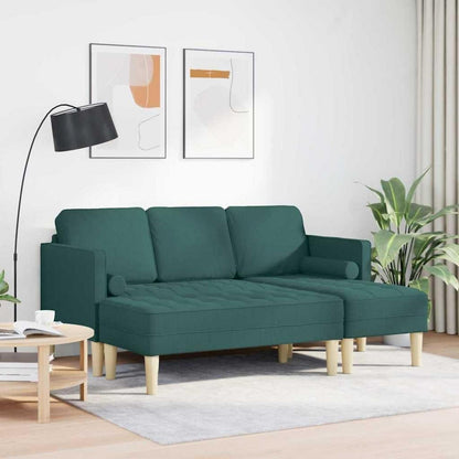 Dunkelgrünes L-förmiges Sofa mit Bank – Modernes Wohnzimmer Sofa
