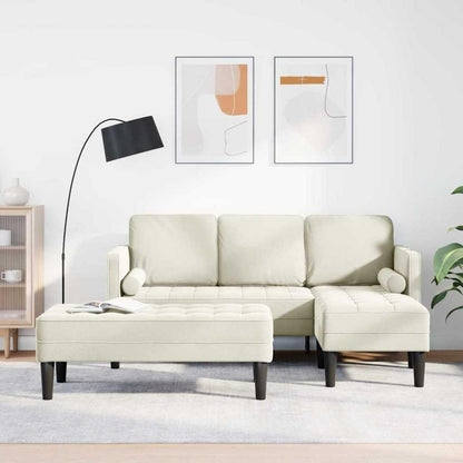 Ecksofa L-Form Creme Samt 173x131x67cm mit Bank