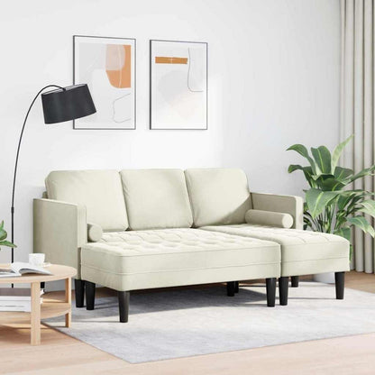 Ecksofa L-Form Creme Samt 173x131x67cm mit Bank