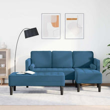 Blaues Ecksofa Samt 173x131x67cm – Modernes Sofa Set
