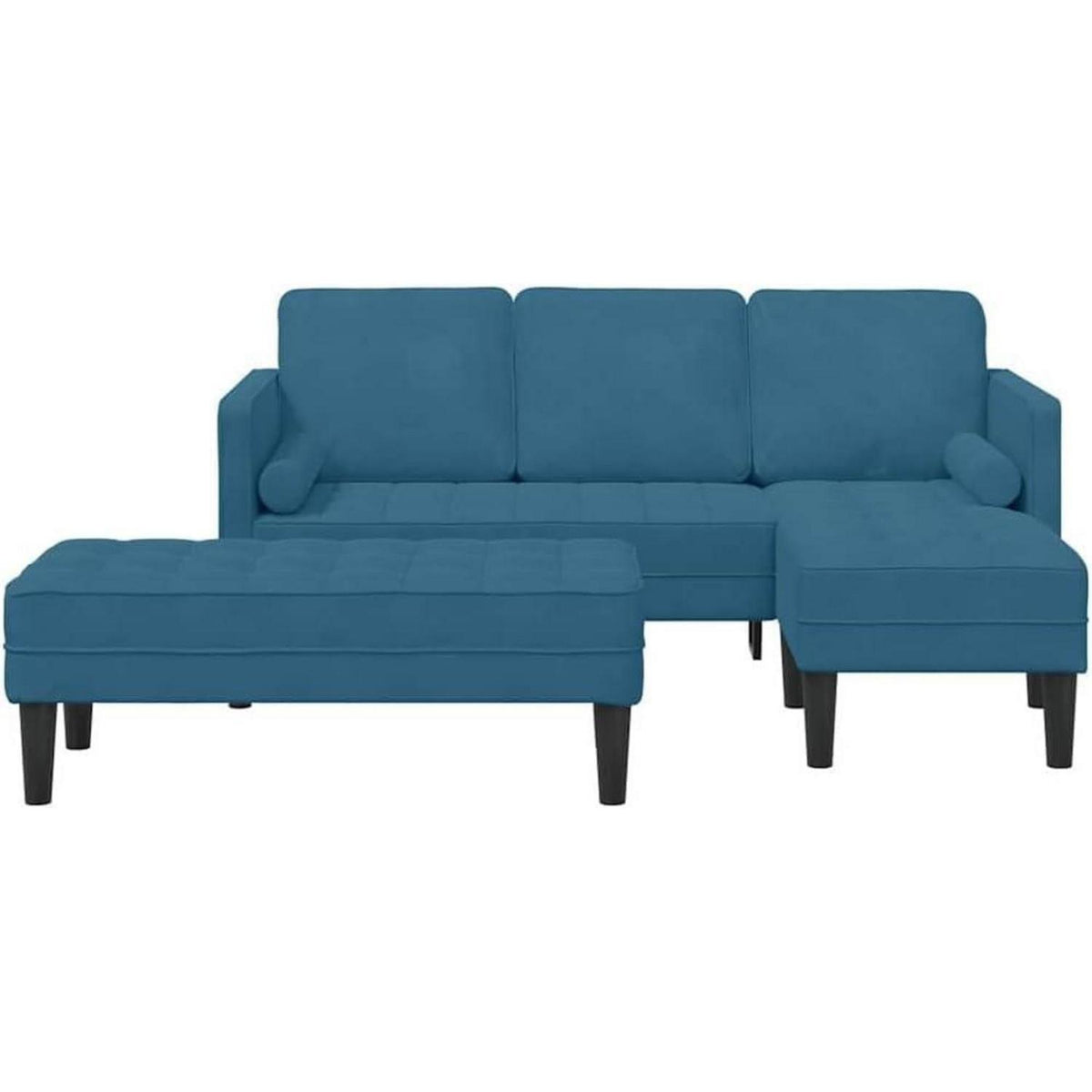 Blaues Ecksofa Samt 173x131x67cm – Modernes Sofa Set