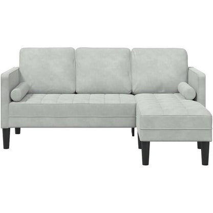 Ecksofa L-Form Hellgrau Samt 173x131x67cm Wasserdicht