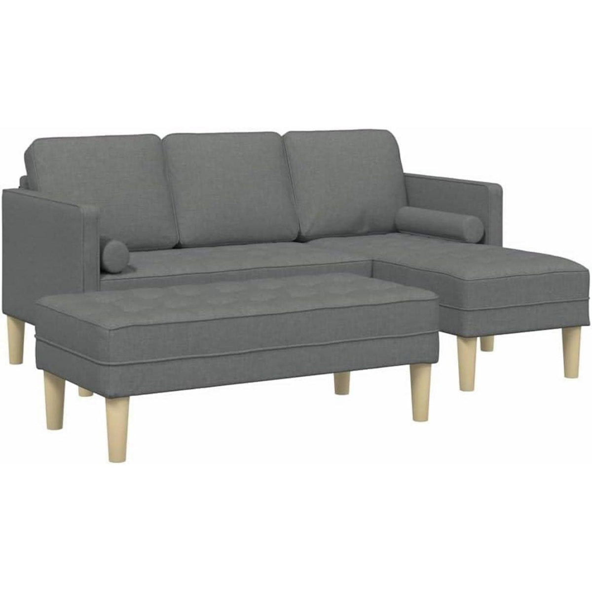 Dunkelgraues L-Form Ecksofa mit Stoffbezug