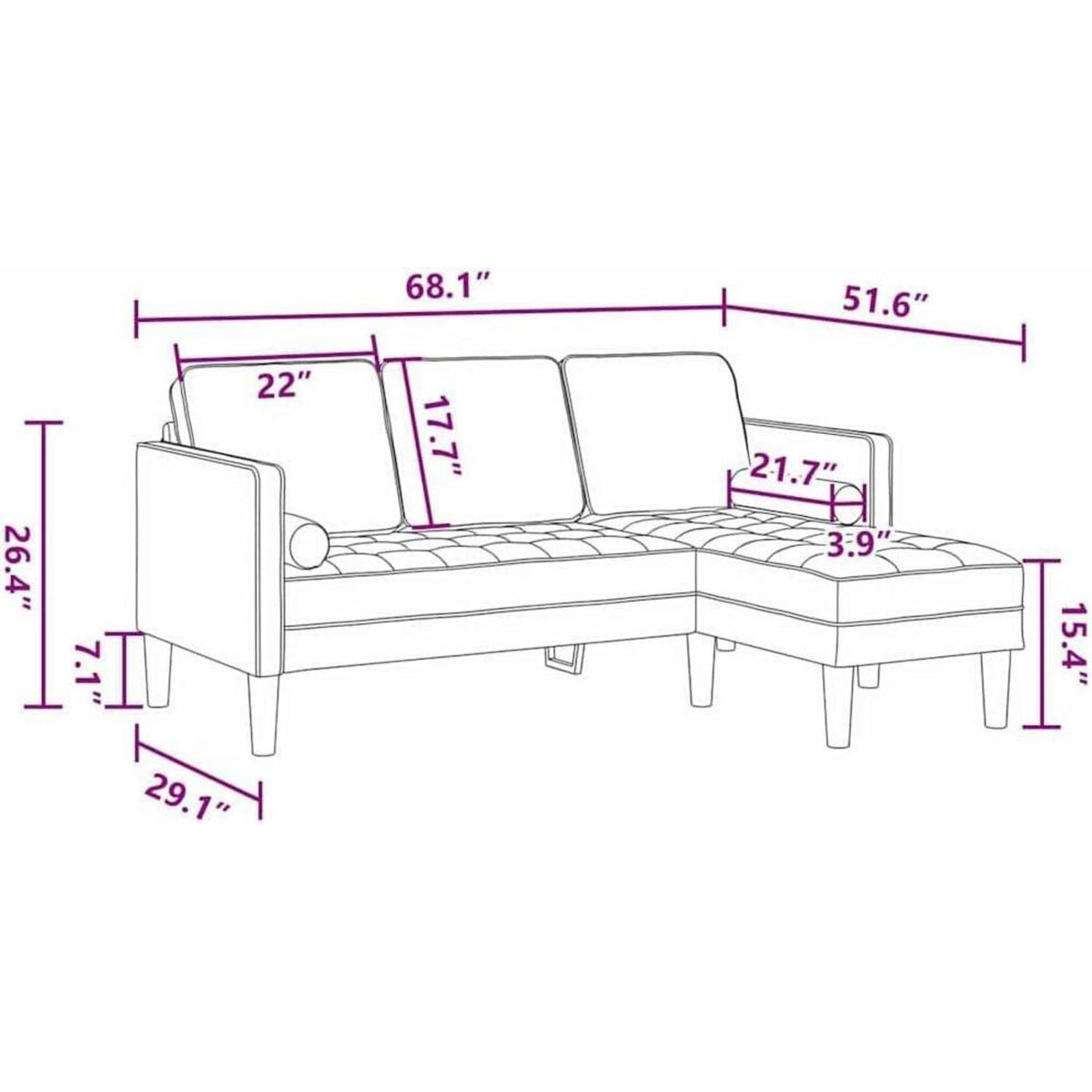 L-förmiges Ecksofa Schwarz Stoff 173x131x67 cm