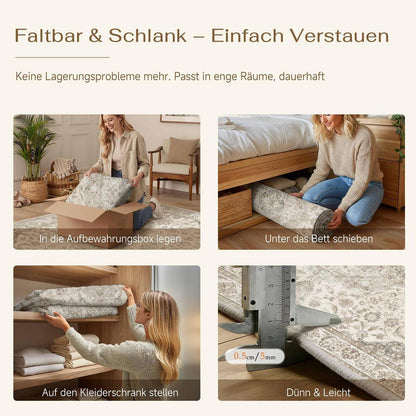 Vintage Teppich Braun 300x400cm – Waschbar & Rutschfest