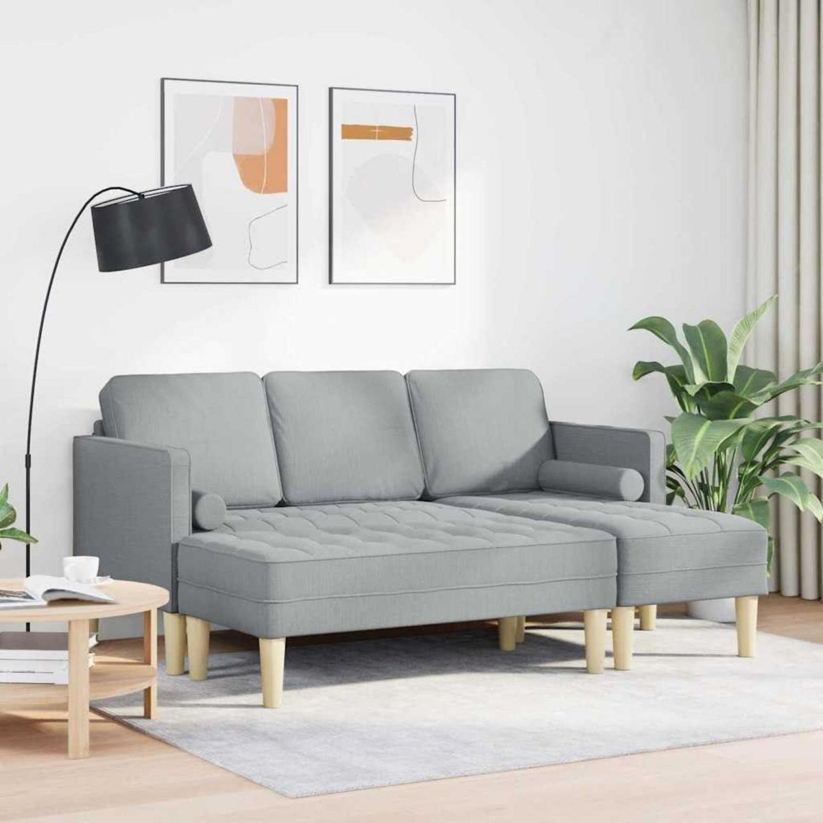 Ecksofa L-Form Hellgrau – Modernes Sofa Set mit Stoffbezug