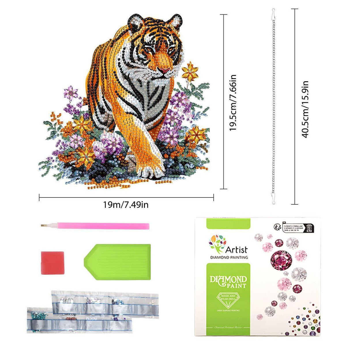 5D Diamantmalerei Fensterbild Tiger Grün Suncatcher Bausatz