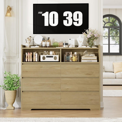 Kommode 6 Schubladen Eiche 120cm - Sideboard für Schlafzimmer