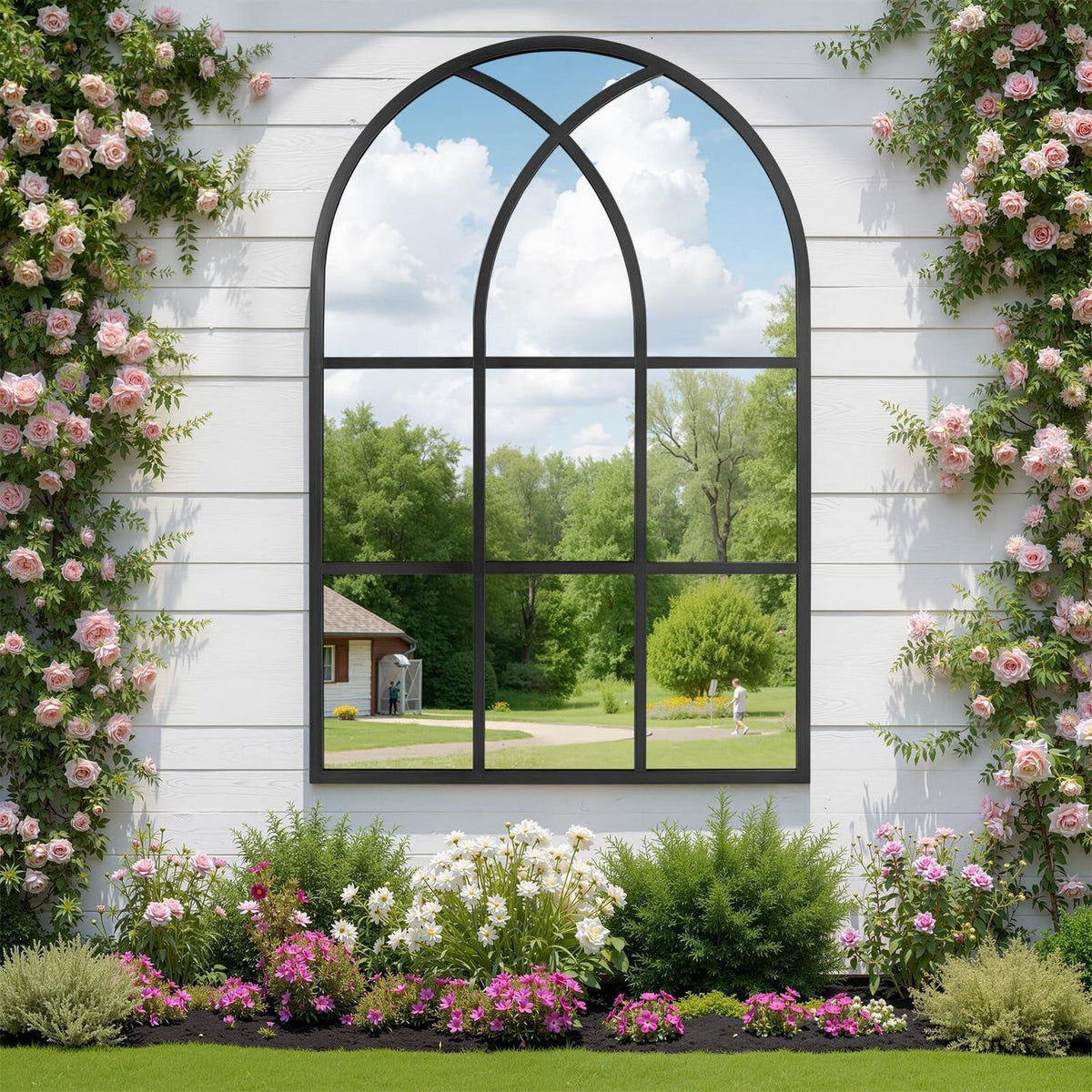 Gotischer Bogenspiegel 75x120cm – Wandspiegel für Garten & Wohnzimmer