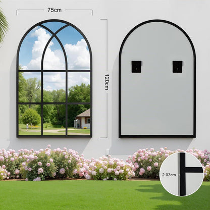 Gotischer Bogenspiegel 75x120cm – Wandspiegel für Garten & Wohnzimmer