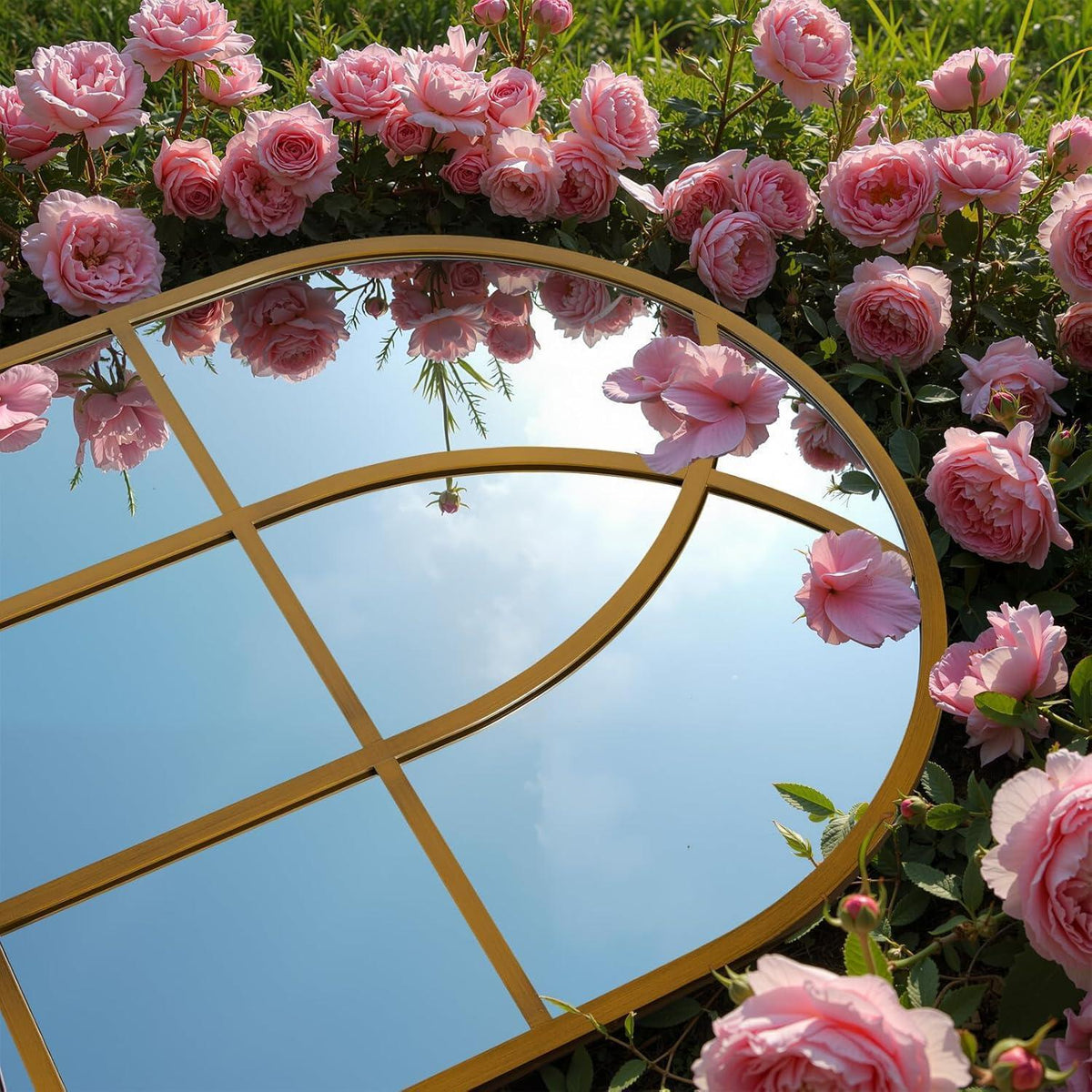 Gotischer Bogenspiegel 75x100cm – Wandspiegel für Garten & Wohnzimmer
