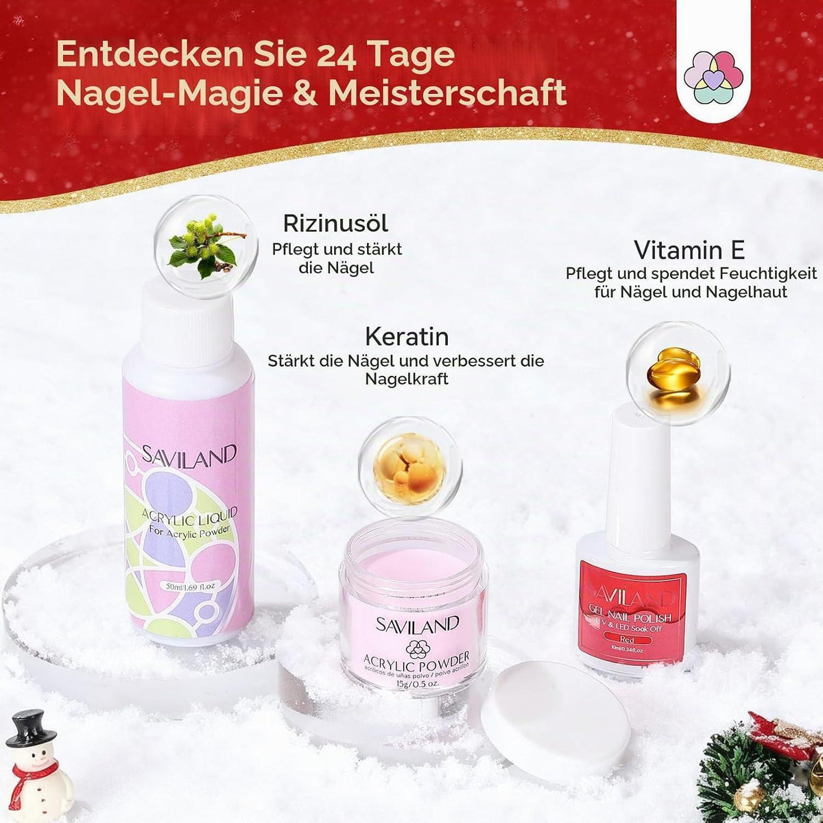 Acryl Nagelset Weihnachten – 24 Tage Maniküre Geschenkset