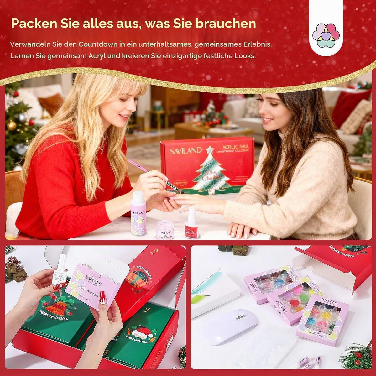 Acryl Nagelset Weihnachten – 24 Tage Maniküre Geschenkset