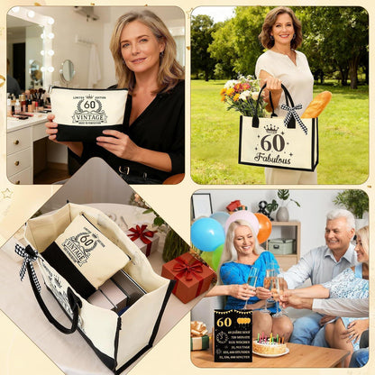 60. Geburtstag Geschenkset Vintage Canvas für Frauen