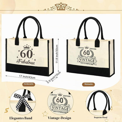 60. Geburtstag Geschenkset Vintage Canvas für Frauen