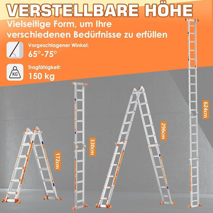 6-Stufen Mehrzweckleiter – Stehleiter & Ausziehleiter 6m