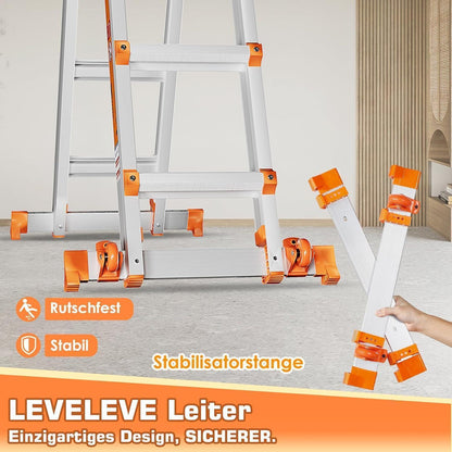 6-Stufen Mehrzweckleiter – Stehleiter & Ausziehleiter 6m
