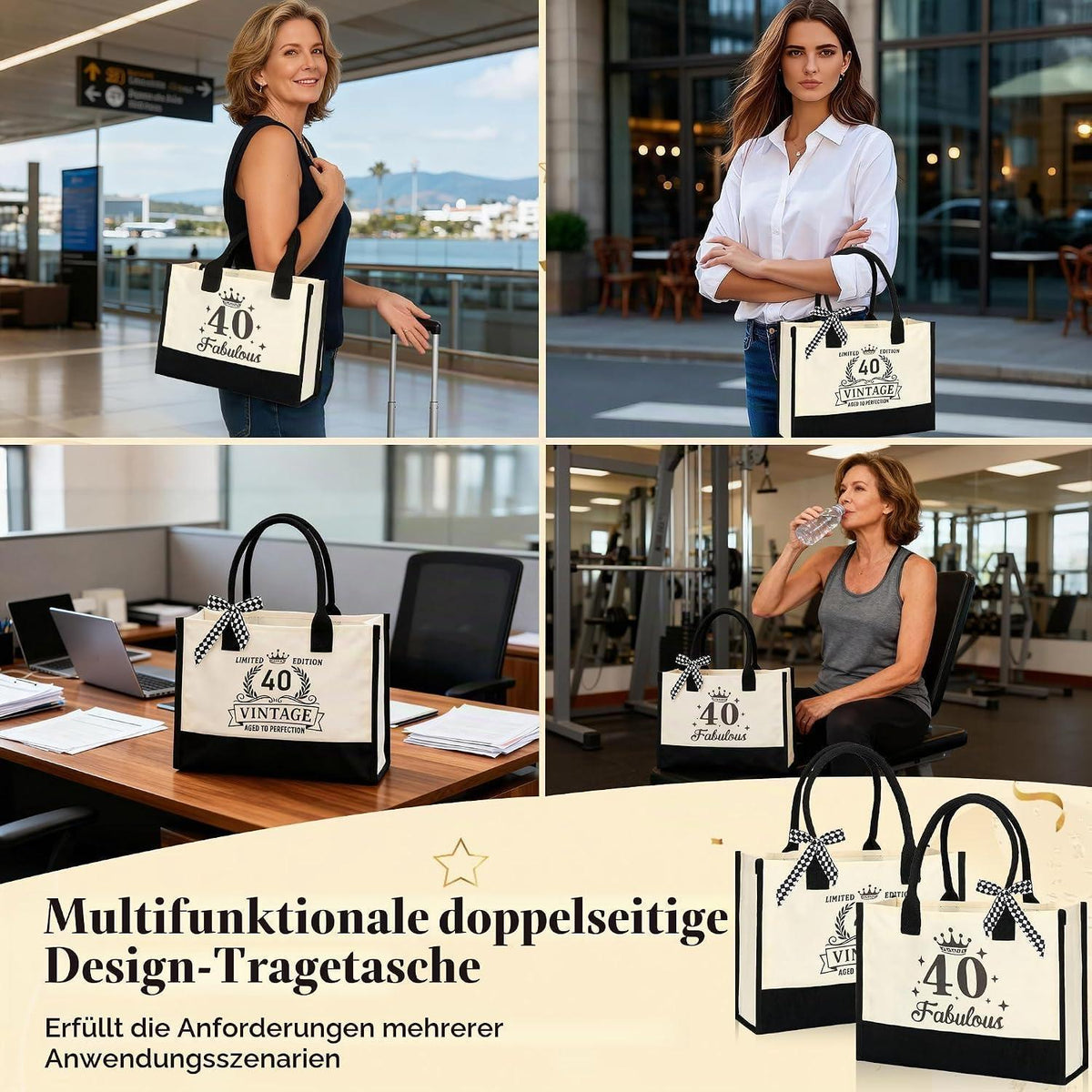 40. Geburtstagsgeschenk für Frauen – Canvas Tasche & Kosmetikset
