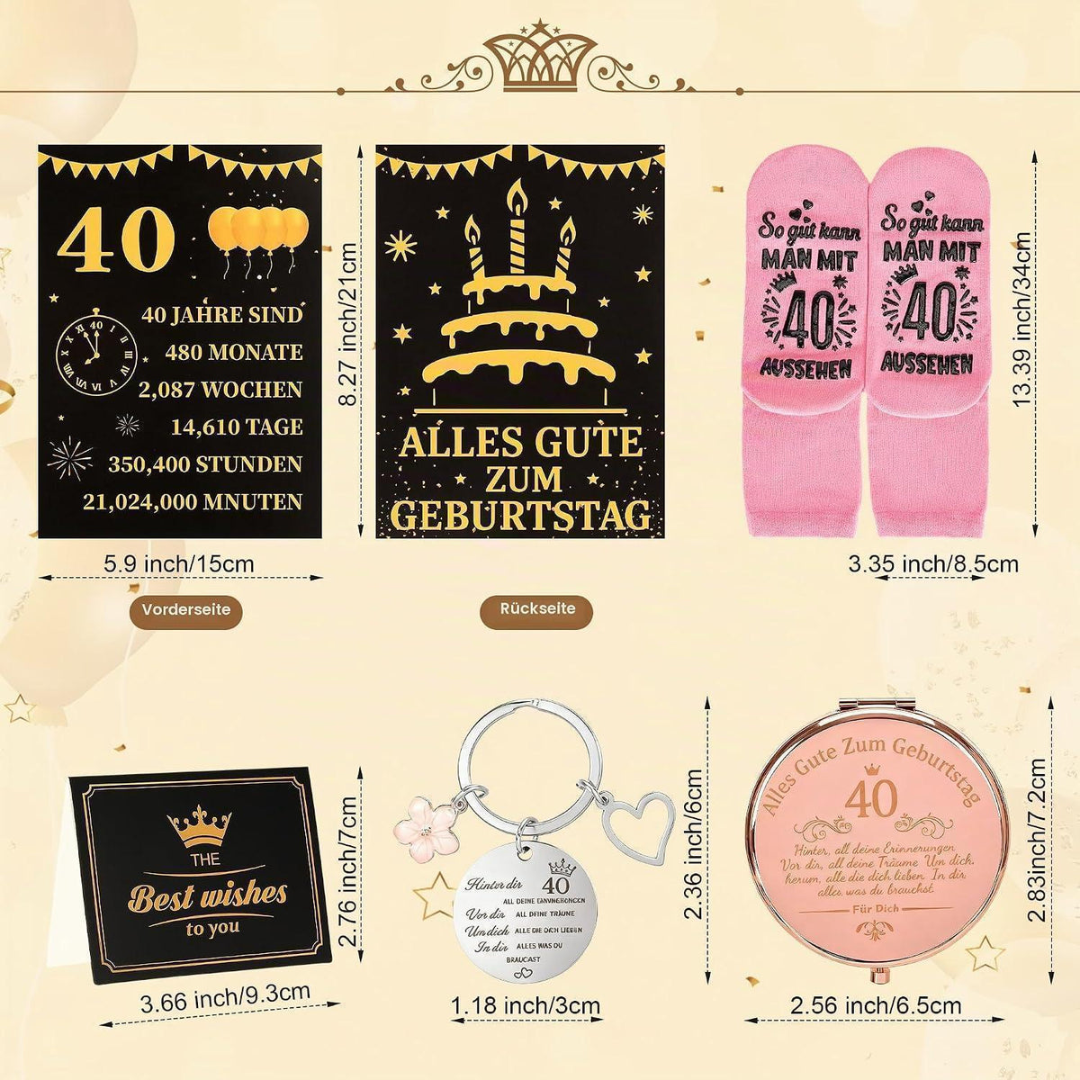 40. Geburtstagsgeschenk für Frauen – Canvas Tasche & Kosmetikset