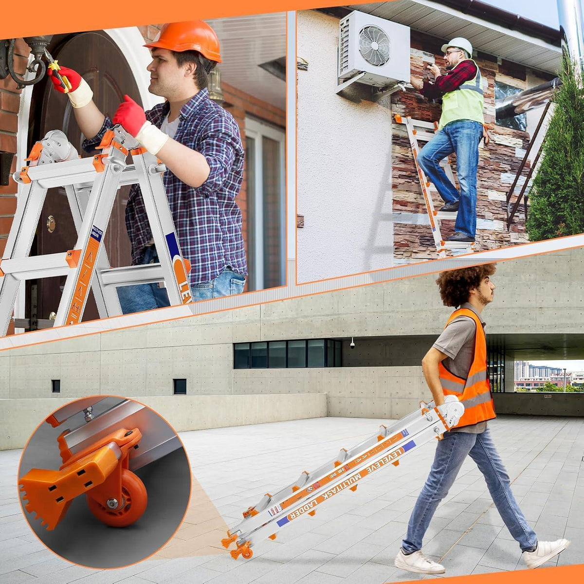 3-Stufen Mehrzweckleiter 3,35m – Stabil & Sicher für Haus & Garten