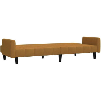Schlafsofa 2-Sitzer Braun – Samt Bettcouch mit Schlaffunktion