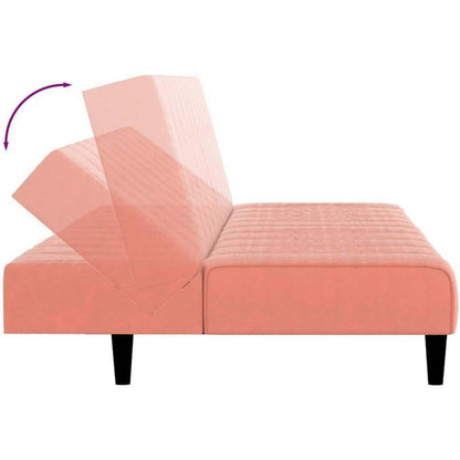 Klappbares Schlafsofa Rosa Samt – 2-Sitzer Couch mit Bettfunktion