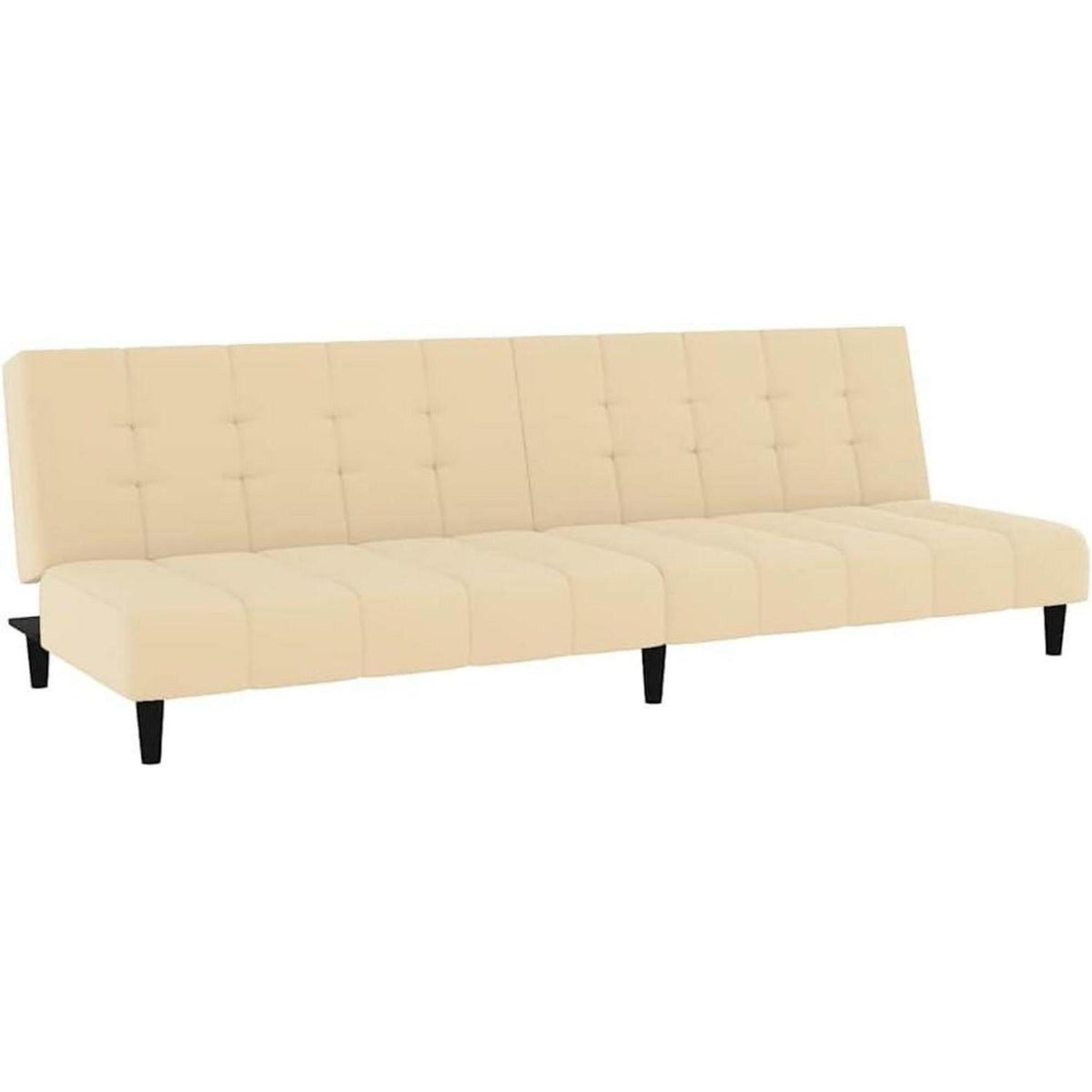 Klappbares Schlafsofa 2-Sitzer Creme Samt – Wohnzimmer Bettsofa