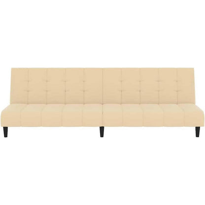 Klappbares Schlafsofa 2-Sitzer Creme Samt – Wohnzimmer Bettsofa