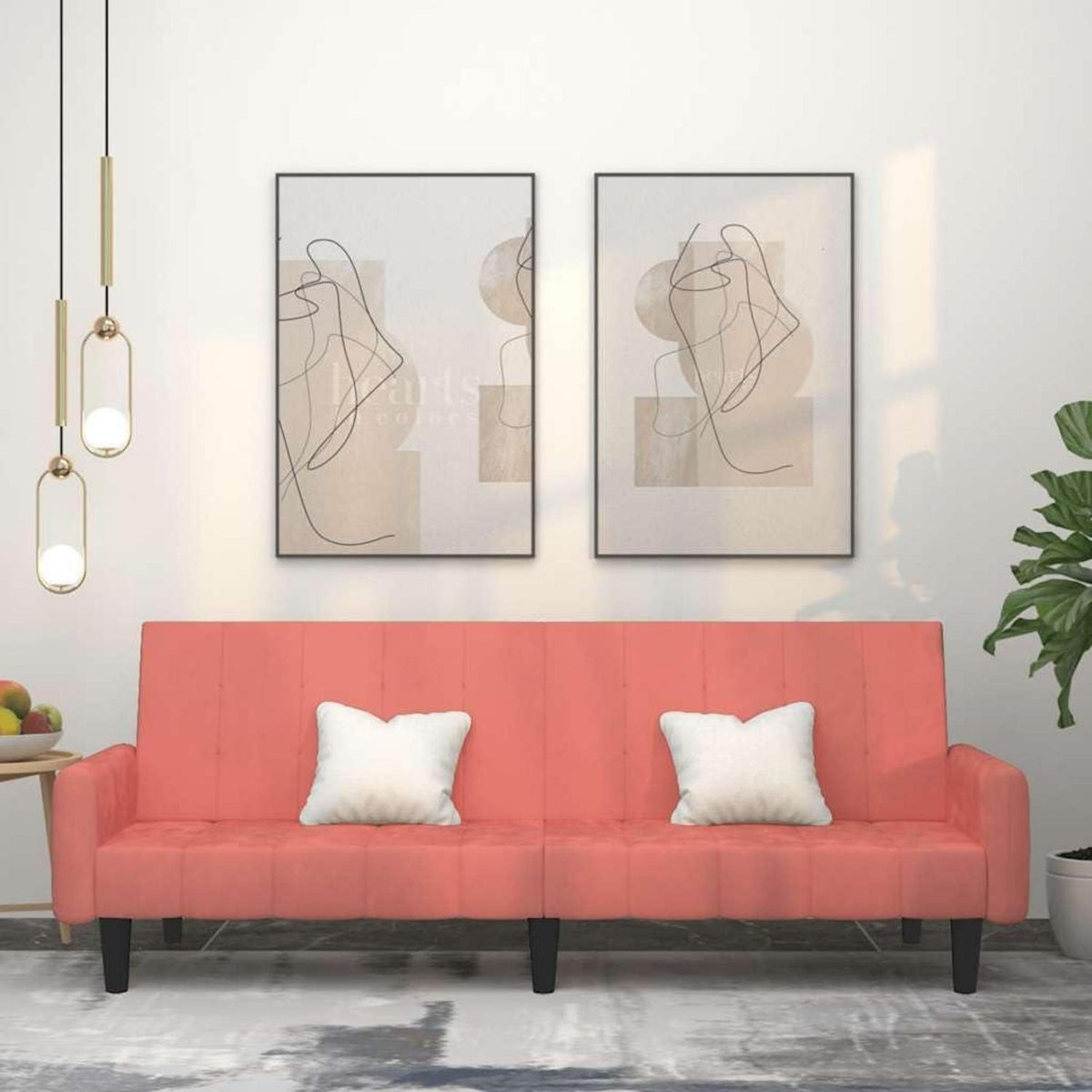 Klappbares Schlafsofa Rosa Samt – 2-Sitzer Bettsofa für Wohnzimmer