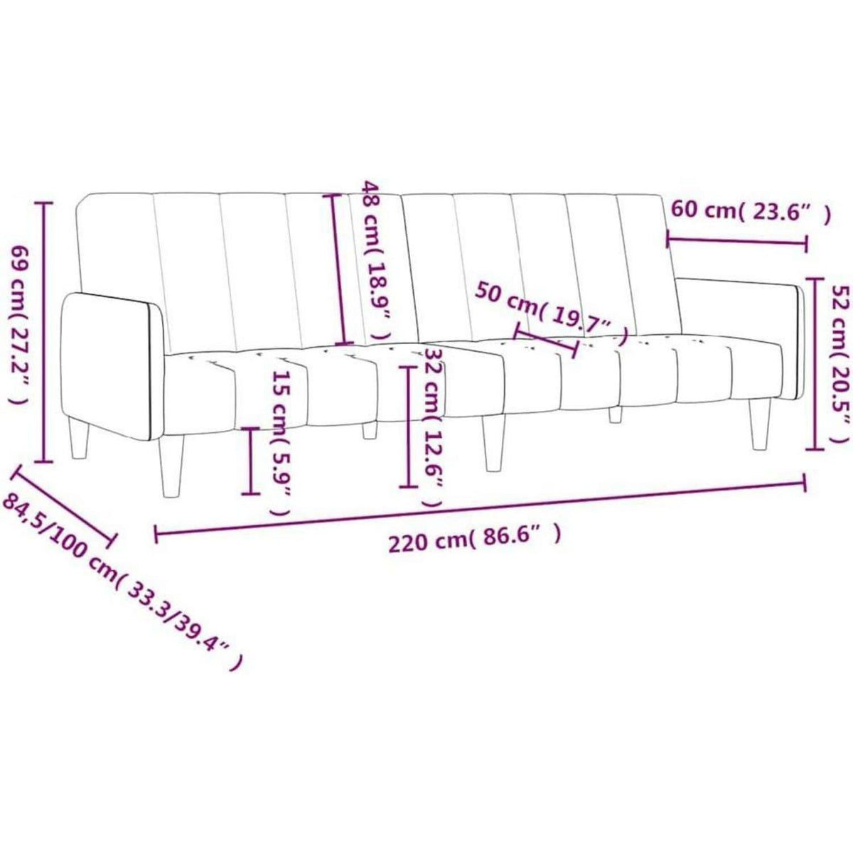 Schlafsofa 2-Sitzer Gelb Samt – Komfortables Bett für Wohnungen