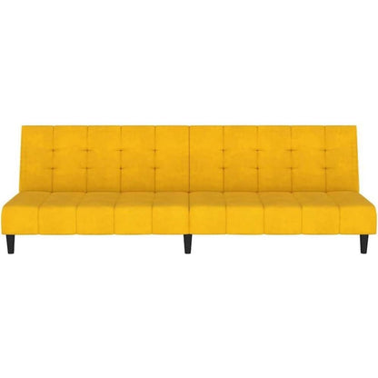 Klappbares Schlafsofa Gelb Samt – 2-Sitzer Couch mit Bettfunktion