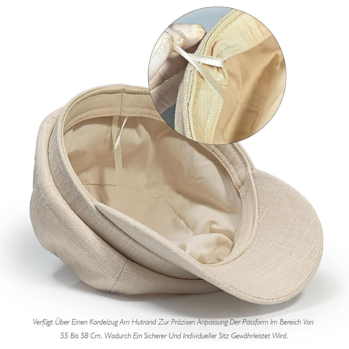 Damen Ballonmütze aus Baumwolle & Leinen - Vintage Barett Cap