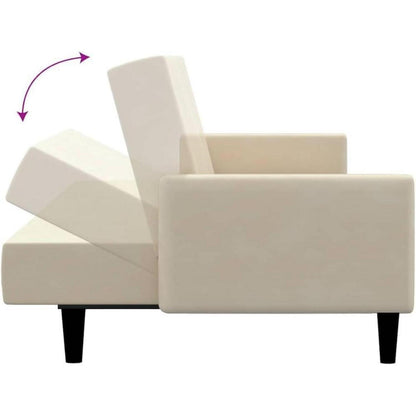 Schlafsessel Creme Samt – 2-Sitzer Klappsofa mit Bettfunktion