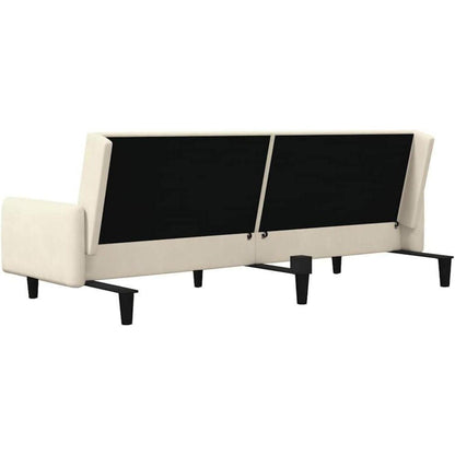 Schlafsessel Creme Samt – 2-Sitzer Klappsofa mit Bettfunktion
