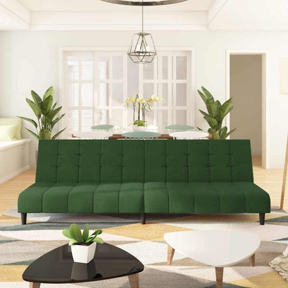 Schlafsessel Dunkelgrün Samt – 2-Sitzer Klappsofa mit Bettfunktion