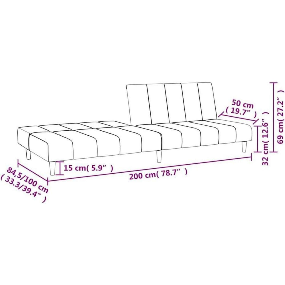 Schlafsessel Dunkelgrün Samt – 2-Sitzer Klappsofa mit Bettfunktion