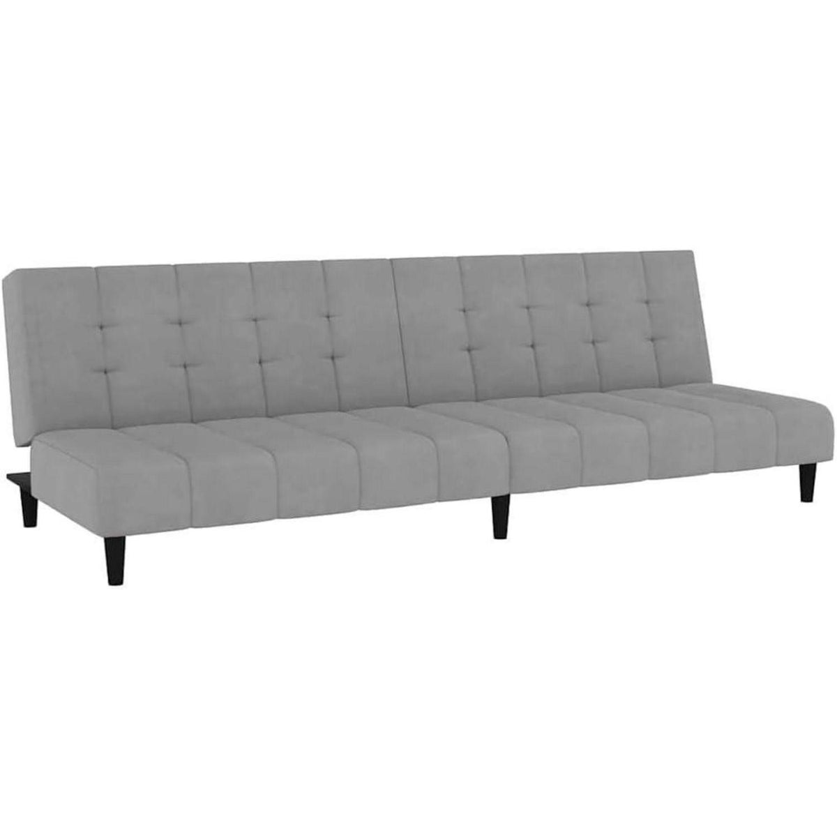 Schlafsofa 2-Sitzer, Hellgrau Samt, Bettcouch für Wohnungen