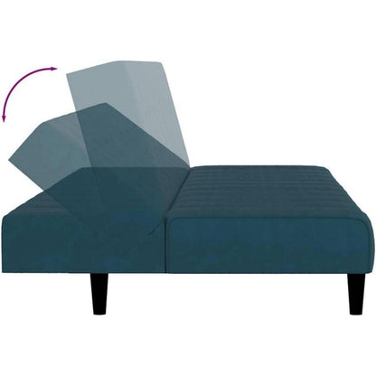 Klappbares Schlafsofa Blau Samt – 2-Sitzer für Wohnzimmer & Gästezimmer