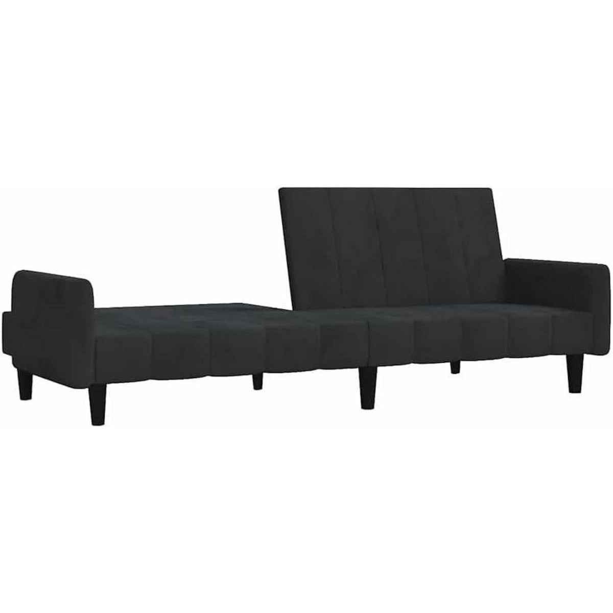 Trennbares Schlafsofa Schwarz Samt – 2-Sitzer mit Schlaffunktion