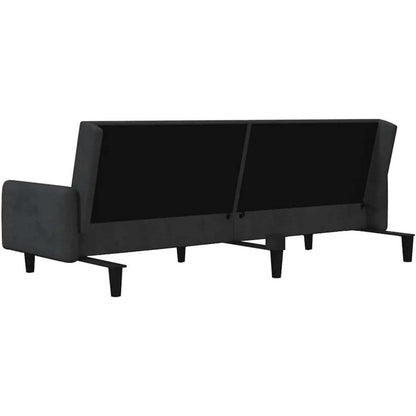 Trennbares Schlafsofa Schwarz Samt – 2-Sitzer mit Schlaffunktion